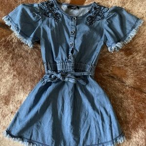 JOES Jeans distressed frayed little girls embroidered dress sz 5